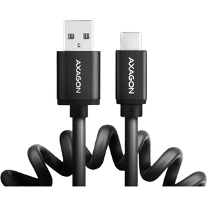 AXAGON USB-C la USB-A, flexibil, 1m,  3A, USB 2.0, QC 3.0 60W, matisat, conector aluminiu, PVC, Negru