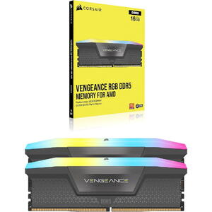 Corsair Memorie DDR5, 64GB, KIT 2x32GB, 5600MT/s, C36, 1.1V, XMP&EXPO, Negru, RGB, VENGEANCE