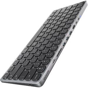 AXAGON Tastatura HMC-KB-US, HUB USB, SD/ microSD, HDMI, PD, layout US, Negru