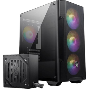 Carcasa MSI MAG FORGE M100A D60, Micro ATX Tower, RGB, Sursa 600W, 80+, Negru