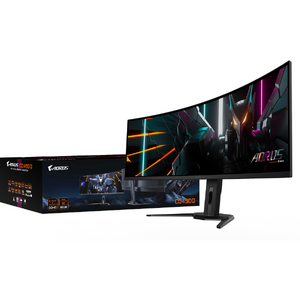 Monitor GIGABYTE CO49DQ Gaming, 49 inch, OLED, DQHD, 5120 x 1440, Curbat, DisplayPort, HDMI, AMD FreeSync Premier Pro, Boxe, 144 Hz, 0.03 ms, Negru