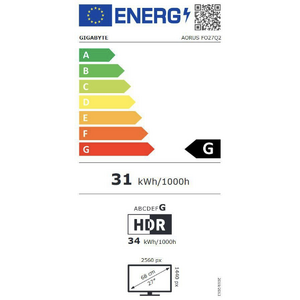 Monitor GIGABYTE AORUS FO27Q2, OLED, 27", QHD, 2560 x 1440, DisplayPort, HDMI, Boxe, Pivot, 240Hz, 0.03 ms, Negru