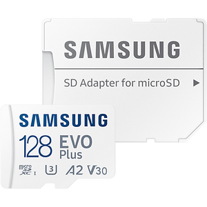 Samsung EVO Plus (2024) microSD, 128 GB, U3, V30, A2, UHS-I + Adaptor SD