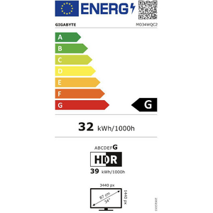 Monitor GIGABYTE MO34WQC2, OLED, 34", WQHD, 3440 x 1440, DisplayPort, HDMI, Boxe, Curbat, 240Hz, 0.03 ms, Negru