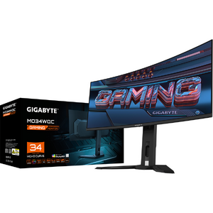 Monitor GIGABYTE MO34WQC, OLED, 34", WQHD, 3440 x 1440, DisplayPort, HDMI, Boxe, Curbat, 175Hz, 0.03 ms, Negru