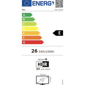 Monitor MSI MAG 32C6X, VA, 31.5 inch, Full HD, 1920 x 1080, HDMI, Displayport, Curbat, 250 Hz, 1 ms, Negru