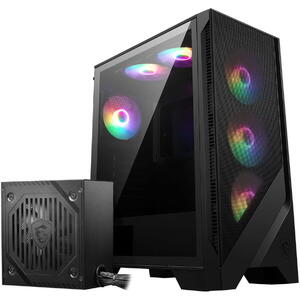 Carcasa MSI MAG FORGE 120A B65, Mid Tower, RGB, Sursa 650W, Negru