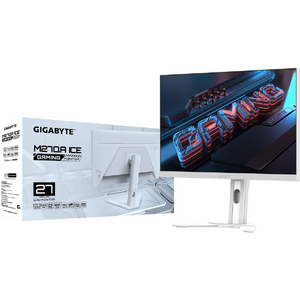 Monitor GIGABYTE M27QA ICE, 27 inch, IPS, QHD, 2560 x 1440, DisplayPort, HDMI, KVM, Boxe, 180 Hz, 1 ms, Alb