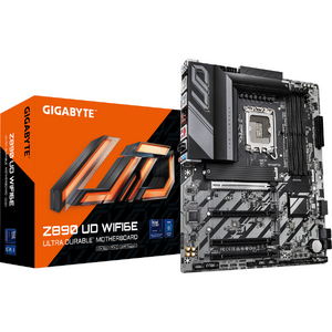 Placa de baza GIGABYTE Z890 UD WIFI6E, LGA1851, DDR5, BT, Wi-Fi, ATX, Negru/Gri