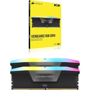 Corsair Memorie DDR5, 32GB, KIT 2x16GB, 6000MT/s, C28, Intel XMP, Negru, RGB, VENGEANCE