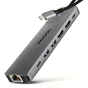 Hub AXAGON HMC-7HX2, USB-C, USB-A, HDMI, RJ-45, PD 100W