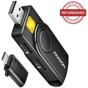 AXAGON Cititor carduri CRE-SMP2A, USB Smart Card & SD/microSD/SIM Card PocketReader Resigilat/Reparat